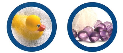 stock photo of rubber duck and bath beads